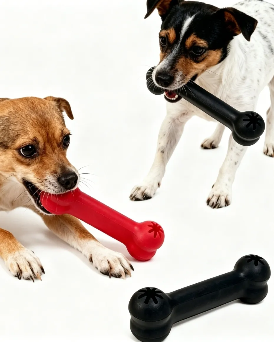Durable Silicone Dog Chew Bone – Treat Dispensing & Teeth Cleaning Toy